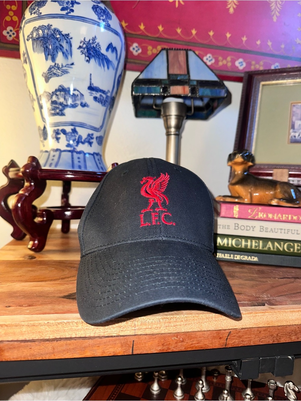 Liverpool Football Club Navy Baseball Cap with Red Embroidered Crest